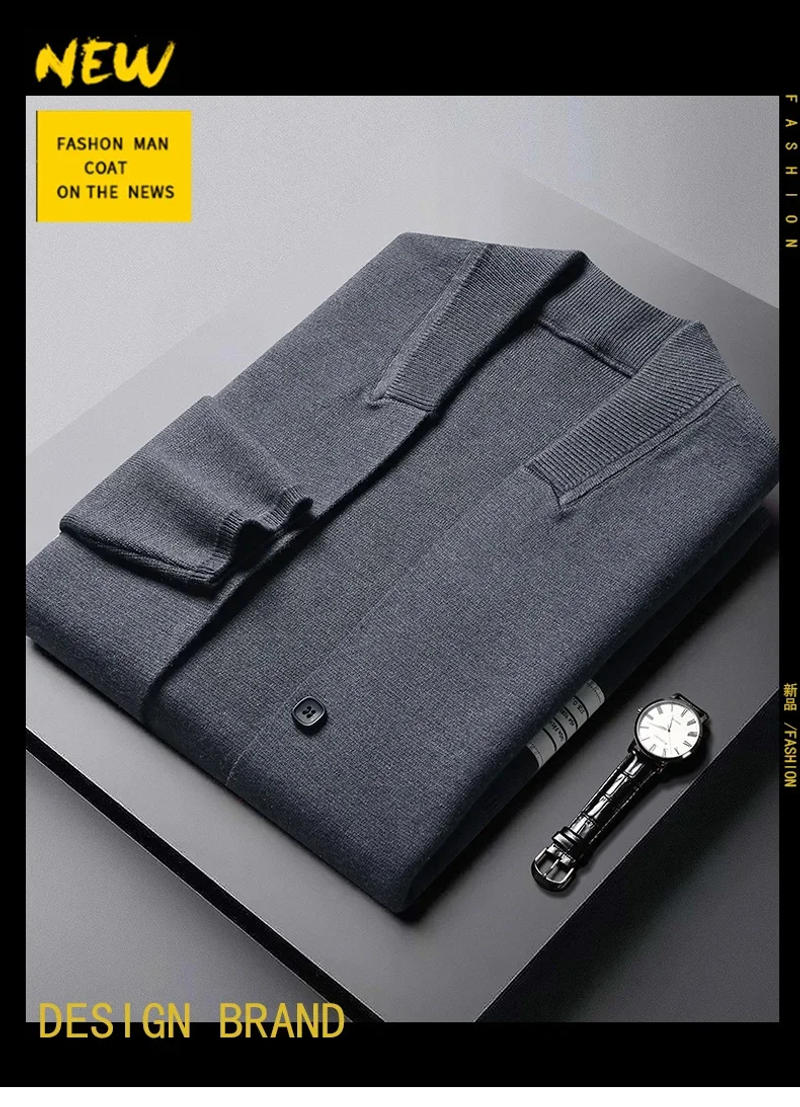 Description Picture 2 of itemHigh end luxury brand knitted cardigan men's spring and autumn new Korean fashion stripe youth sweater coat casual wear