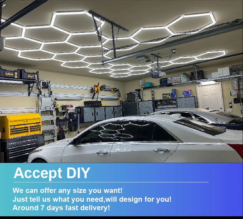 Description Picture 2 of itemCutomized Honeycomb LED Car Detailing Ceiling Light Hexagon Garage Light for Showroom 4S Workshop Barber DIY Fun Dropshipping