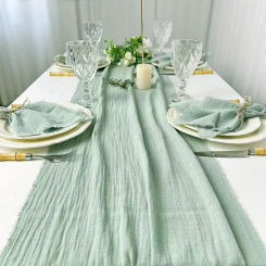Gauze Cotton Wedding Table Runner Retro Pink Burr Texture Dining Napkins Gift Kitchen Table Runners Home Christmas Table Decor