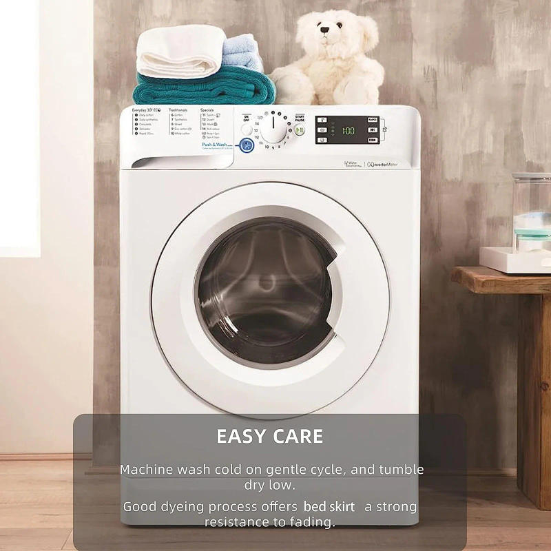 Description Picture 5 of itemElastic Ruffle Bed Skirt Solid Color Wrap Around Style Comfortable Fade Resistant Bed Cover Without Surface Twin Queen King Size