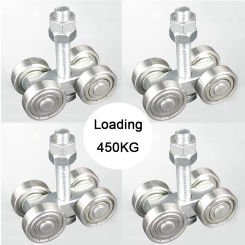 4PCS Stainless Steel Heavy Hanging Rail Wheels Industrial Plant Orbital Sliding Door Rollers Lifting Wheels Pulleys Load 450KG