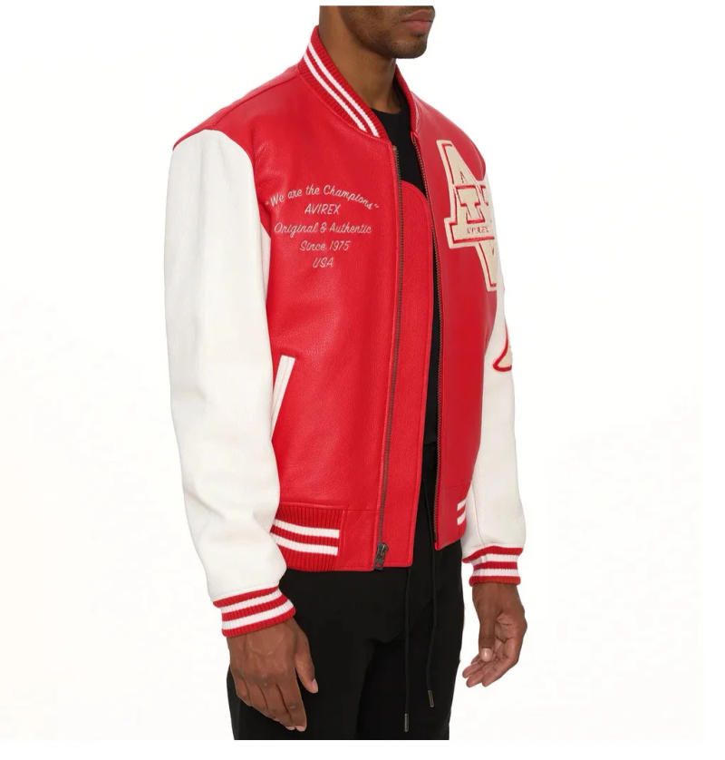 Description Picture 5 of itemReal Men's Leather Jacket with Embroidery thicken first layer cowhide leather Winter Classic Warm Baseball outfits Coat