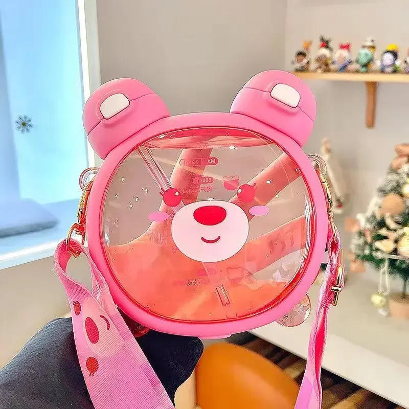 Description Picture 4 of item750MLCute Bear Kettle Straw Water Bottle Summer Tritan Straw Bottle Plastic Drinking Bottle Kawaii Children Water Cup for School
