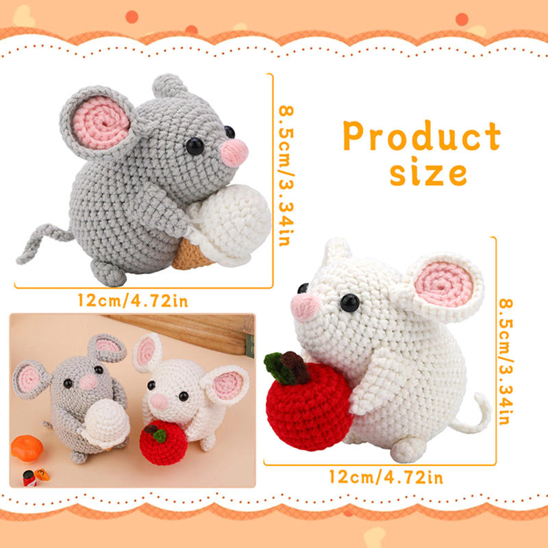 Description Picture 5 of itemDIY Craft Mice Crochet Kit for Beginners Adults Learn to Crochet Kit With Step-by-Step Video Tutorials Thread Needles Hook Knit