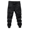 Men Work Casual Pants Men's Spring Autumn Cargo Pants with Elastic Waist Drawstring Multi-pocket Outdoor Sport for Streetwear