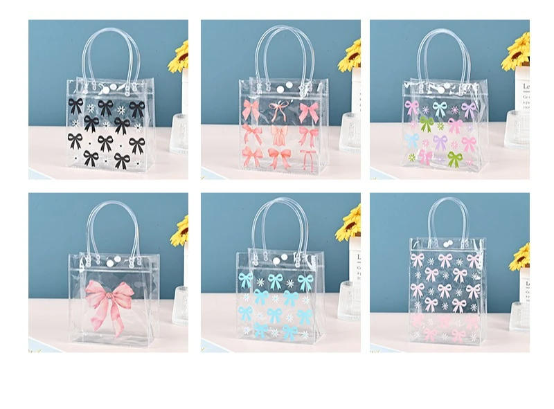 Description Picture 5 of item10 Pieces of PVC Transparent Tote Bags Flexible Cosmetics Shopping Bags Jewelry Candy Gift Bag Holiday Party Wedding Decorations