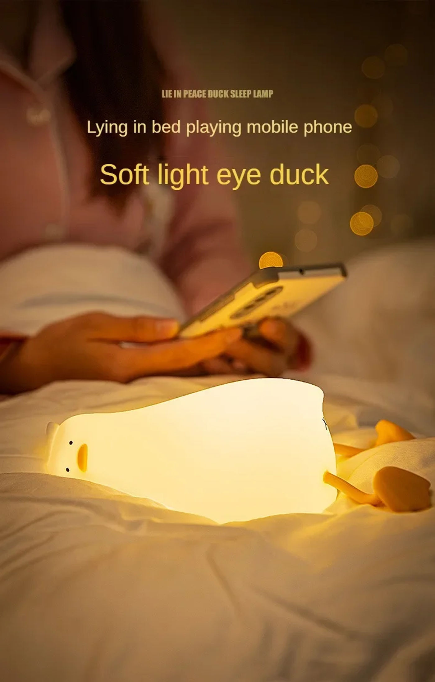 Description Picture 6 of item1-4Pcs Lying Duck Night Light Bedroom Rechargeable Children's Sleep Gifts Breastfeeding Bedside Lamp Creative Silicone Pat Light