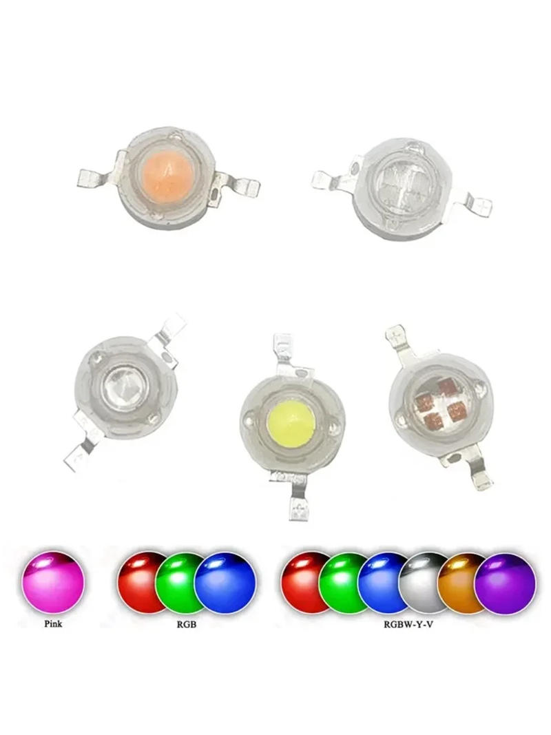 Description Picture 3 of item1W 3W 5W Warm Natural Cold White Led Chips Bulb High Power Intensity Red 660nm Blue Green Yellow Full Spectrum Grow Light Lamp