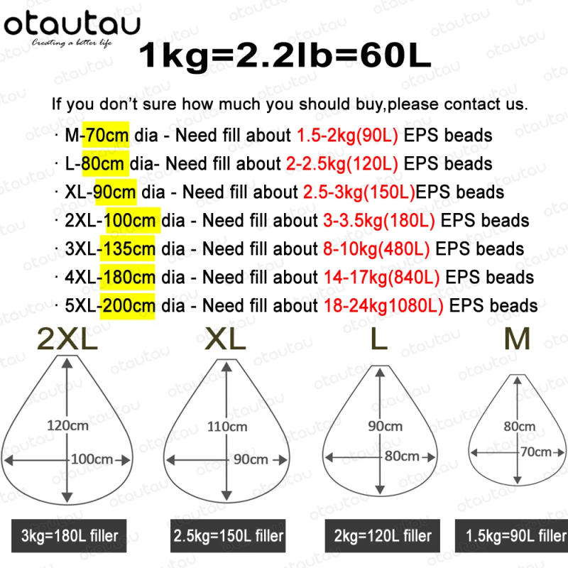 Description Picture 2 of itemOTAUTAU 1-2-3-5mm Bean Bag Sofa Chair Filler EPS EPP Foam Polystyrene Ball Giant Beanbag Pouf Sofa Sac Filling Refill Stuffing