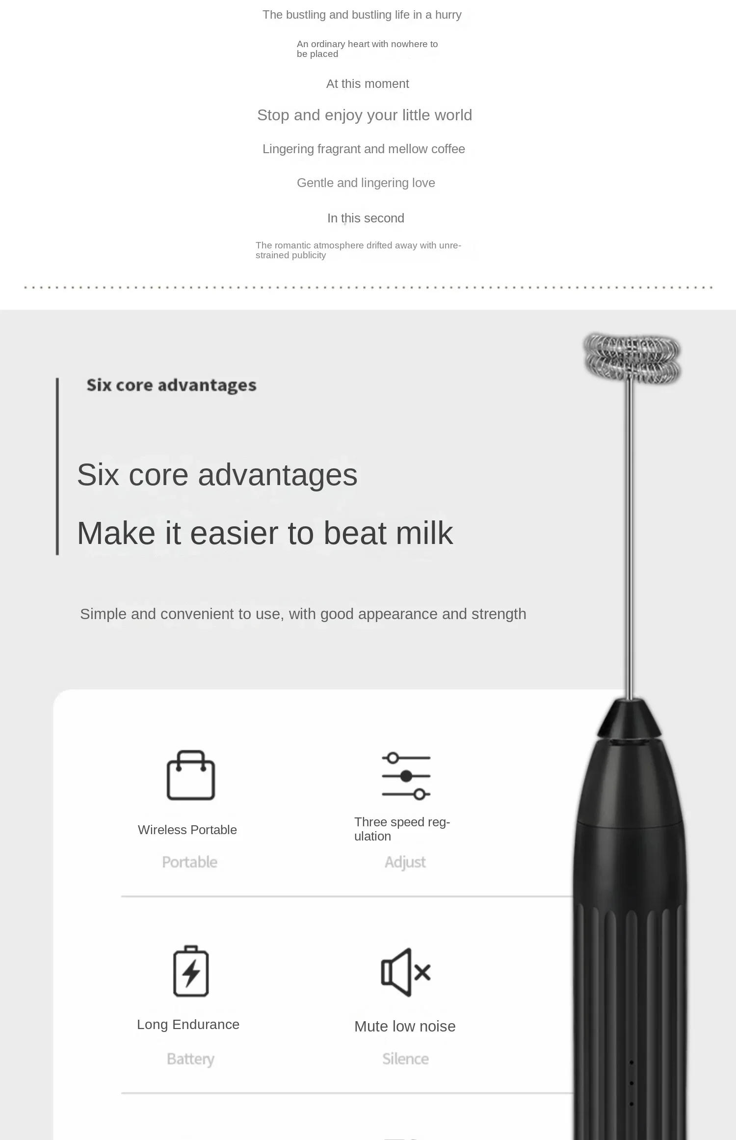 Description Picture 3 of item110V 220V Mongdio frother, coffee frother, electric frother, household milk beater, handheld mixer