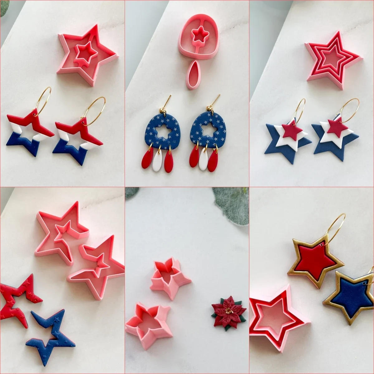 Description Picture 2 of itemDIY Soft Pottery Earring Polymer Clay Cutter Geometric Earring Jewelry Pendant Making Clay Tools Stars Shape Earrings Clay Molds