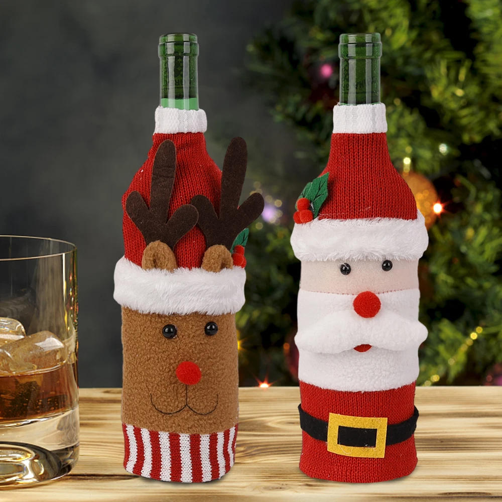 Description Picture 5 of itemCreative Christmas Wine Bottle Set Santa Snowman Wine Bottle Cover Bags Christmas Party Dinner Table Decorations New Year Gifts