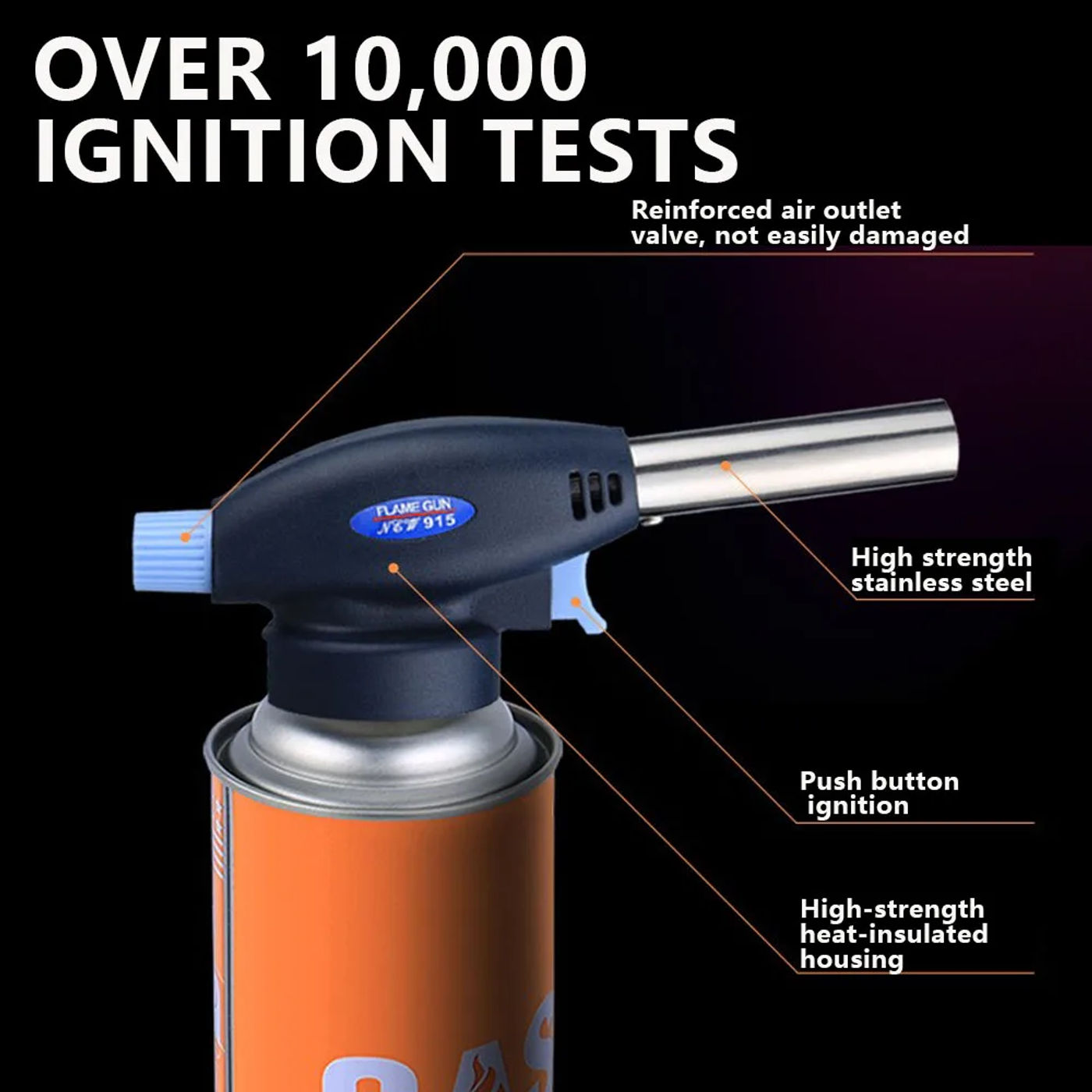 Description Picture 2 of itemAdjustable Flame Gas Lighters Ignition Head with Reverse Use Kitchen Jet Blow Torch Lighter for BBQ Butane Lighter