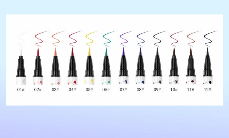 Description Picture 4 of itemQIBEST 12 Colors Eyeliner Liquid Waterproof Matte Liquid Eyeliner Pen Long Lasting Green Yellow Purple Blue White Eye Liner Pens