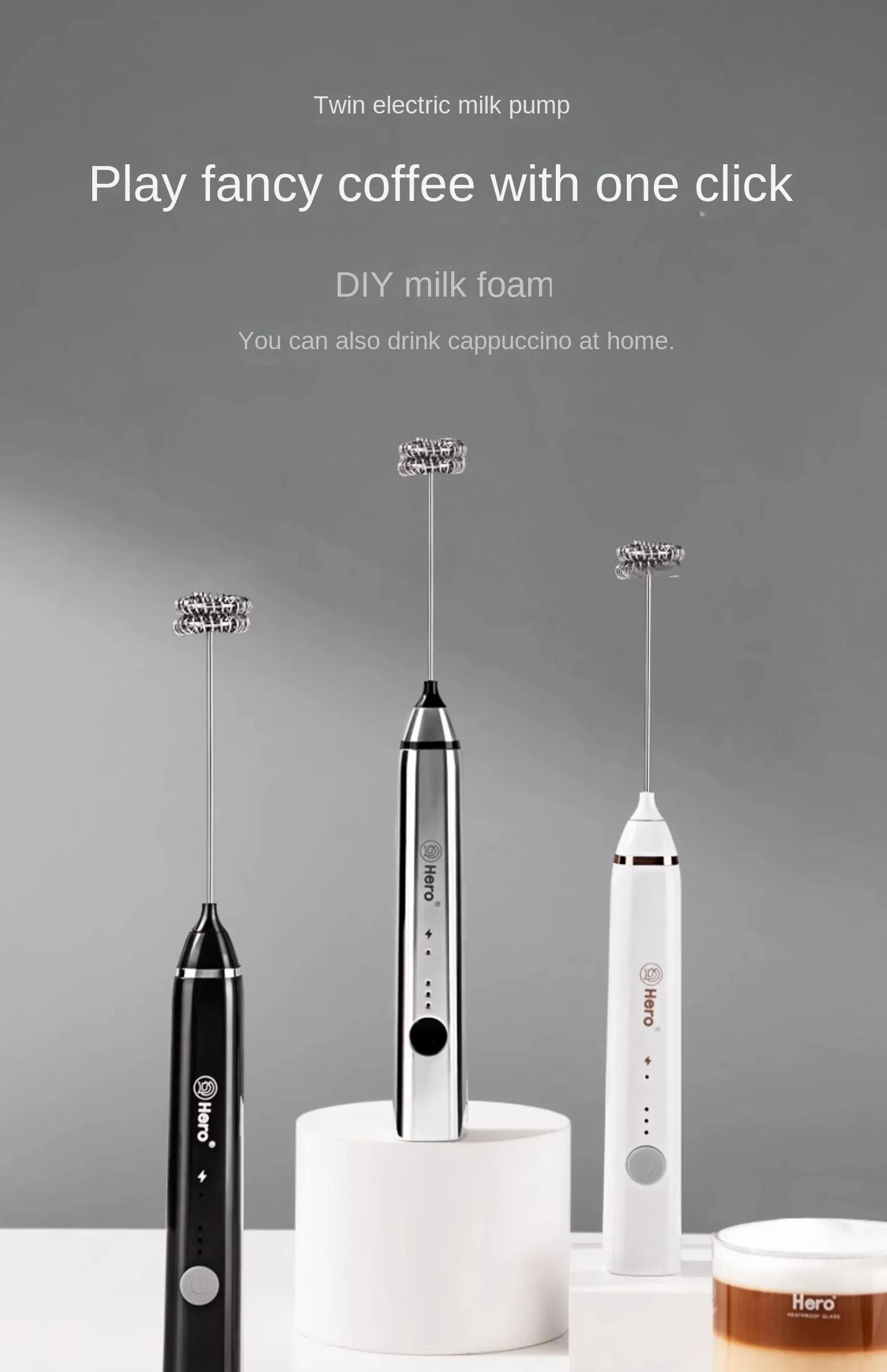 Description Picture 3 of item12V/110V/220V HERO Double Electric Milk Frother Handheld Coffee Milk Foam Maker Egg Beater