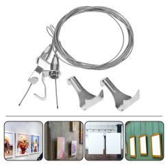 2 Sets Hook Picture Hanging Device Rail System Wire Rope Hooks Clothes Rack Hangers