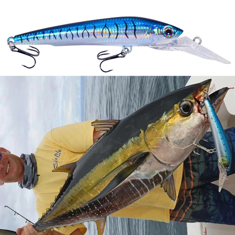 Description Picture 3 of itemDeep Diving Minnow Fishing Trolling Lure 18cm 41g/24cm 100g Wobblers Artificial Hard Baits Mahi Wahoo Saltwater Fishing Tackle