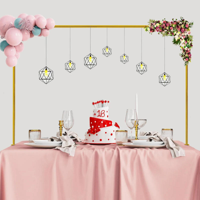 Description Picture 2 of itemOver The Table Rod Stand with Clamps Gold Metal Table Arch for Wedding Birthday Party Anniversary Decoration