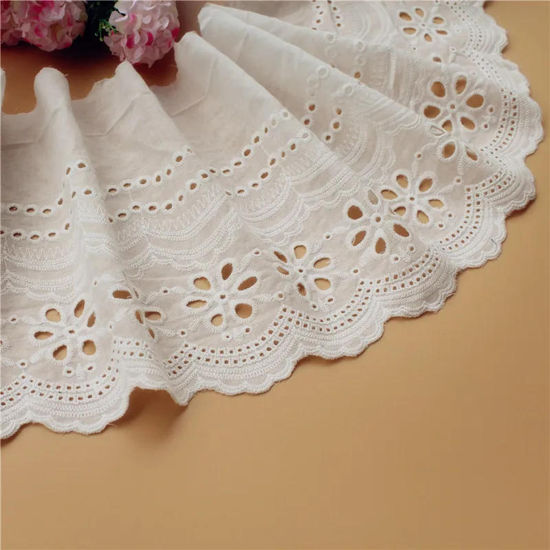Description Picture 6 of itemCotton Embroidery Lace Trim, Sewing Accessories, 21cm Wide, DIY Handmade Skirt, Bedding Curtains, Lace Fabric, 2Yards Colors