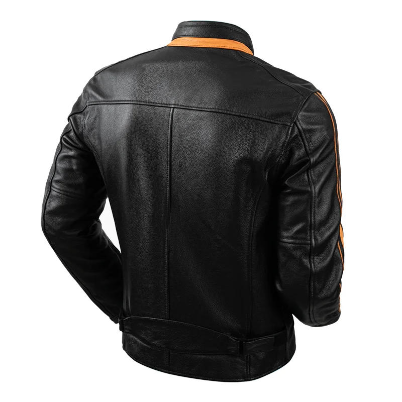 Description Picture 5 of itemProtectors Mens Motorcycle Jacket Genuine Leather Cowhide American Biker Men Leather Jacket Racer Cow Leather Coats Moto Biker