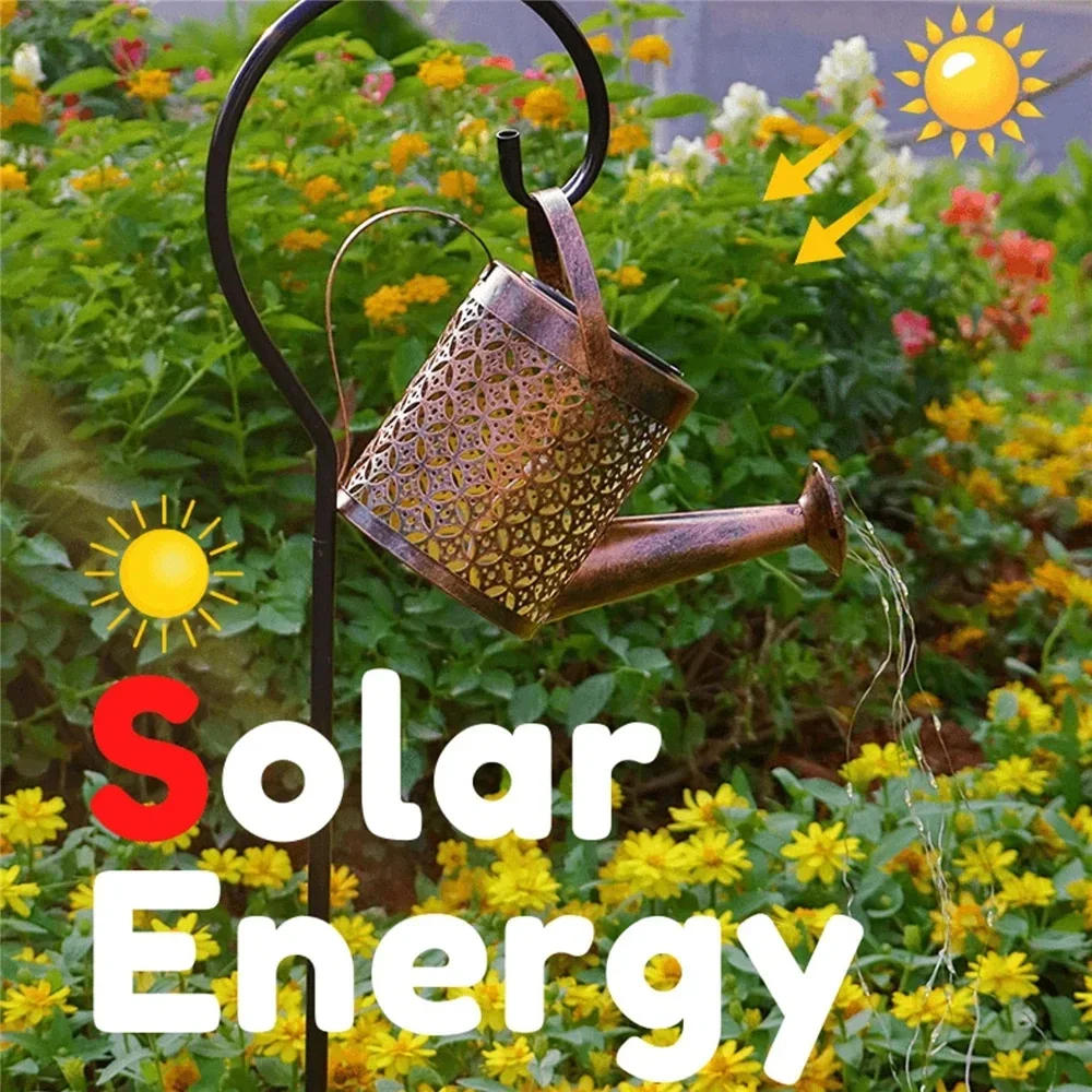 Description Picture 2 of itemFLSTAR FIRE Solar Watering Can Light Outdoor LED Hanging Kettle Lantern Waterproof Garden Decor Retro Waterfall Landscape Lamp