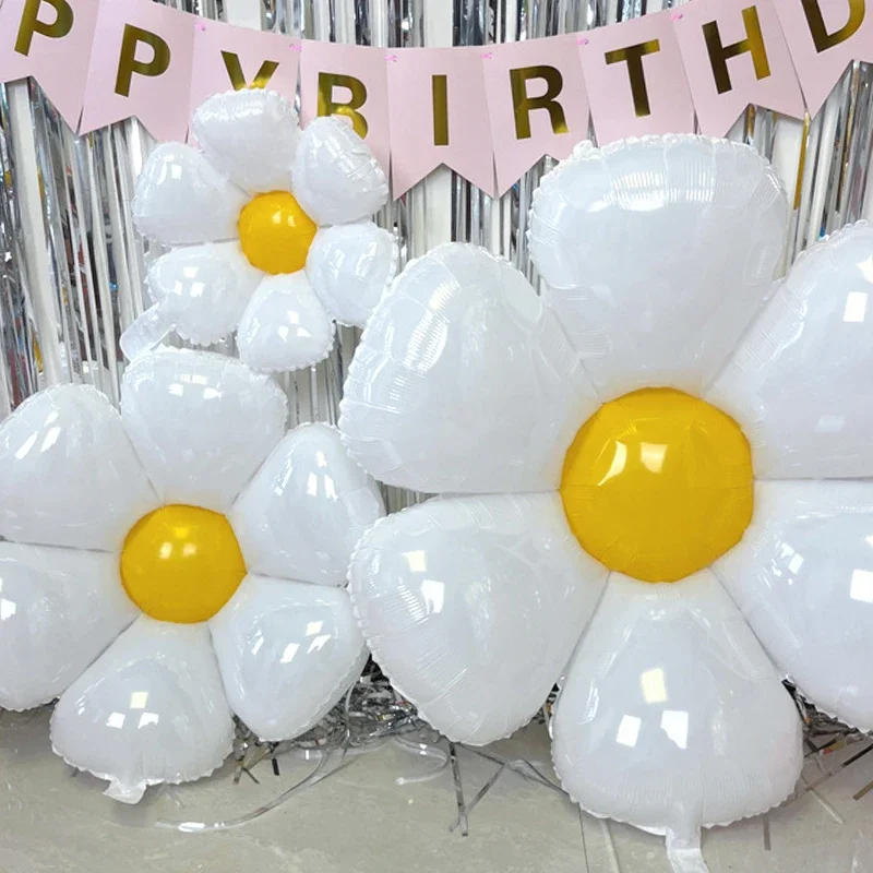 Description Picture 2 of item10/5/3/1pcs White Daisy Sunflower Foil Balloons Baby Shower Kids Birthday Party Wedding Decor Balloon Helium Air Globos Supplies