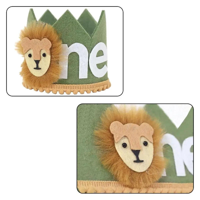Description Picture 3 of itemGreen Wild One Birthday Decorations Crown Lion Where The Wild Things Are Party Supplies Birthday Hat Birthday Boy Crown Birthday
