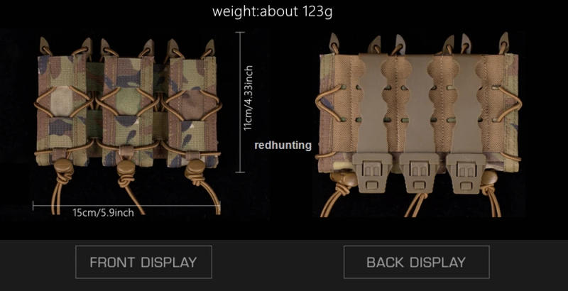 Description Picture 5 of item9mm Magazine Pouch Tactical Molle Triple Magazine Pouch Double-Layer Mag Pouches Universal Cartridge Holder for Hunting Vest