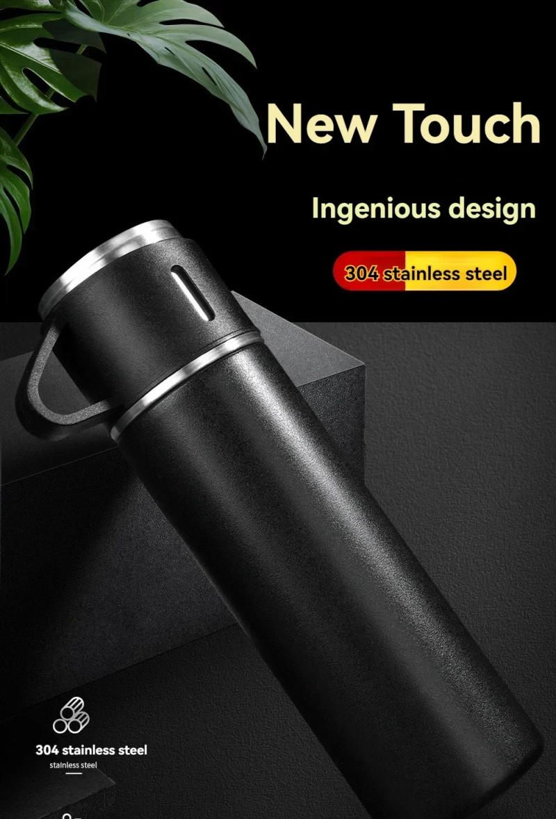 Description Picture 2 of item500ML Stainless Steel Vacuum Flask with Business Style Shimmering Design, Coffee Mug Thermos Bottle with Portable Carafe