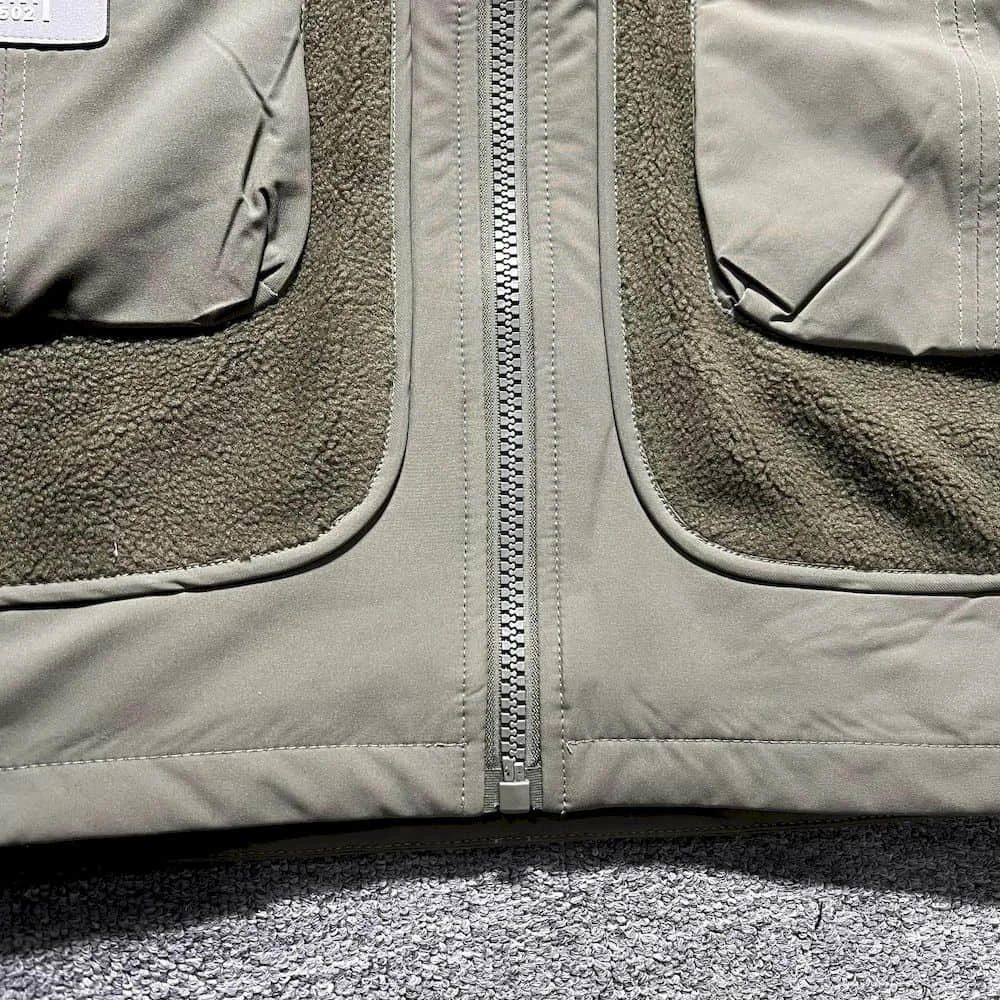 Description Picture 6 of itemPolar Fleece Patchwork Coat Japan Style Cargo Spliced Thick Parkas Workwear Large Pocket Padded Coat Winter Oversized Hooded Top