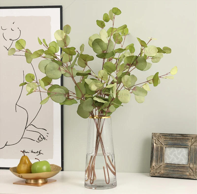 Description Picture 6 of itemAutumn Artificial Plant Faux Leaves Eucalyptus Long Branch Home Wedding Decoration Silk Flowers Fake Plants Diy Table Decoration