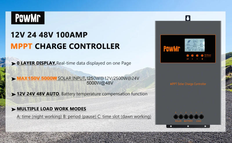 Description Picture 5 of itemPowMr MPPT 100A Solar Charger Controller 12V 24V 48V Auto Solar Panel Regulator Solar Battery Charger MAX PV 144V 5000W
