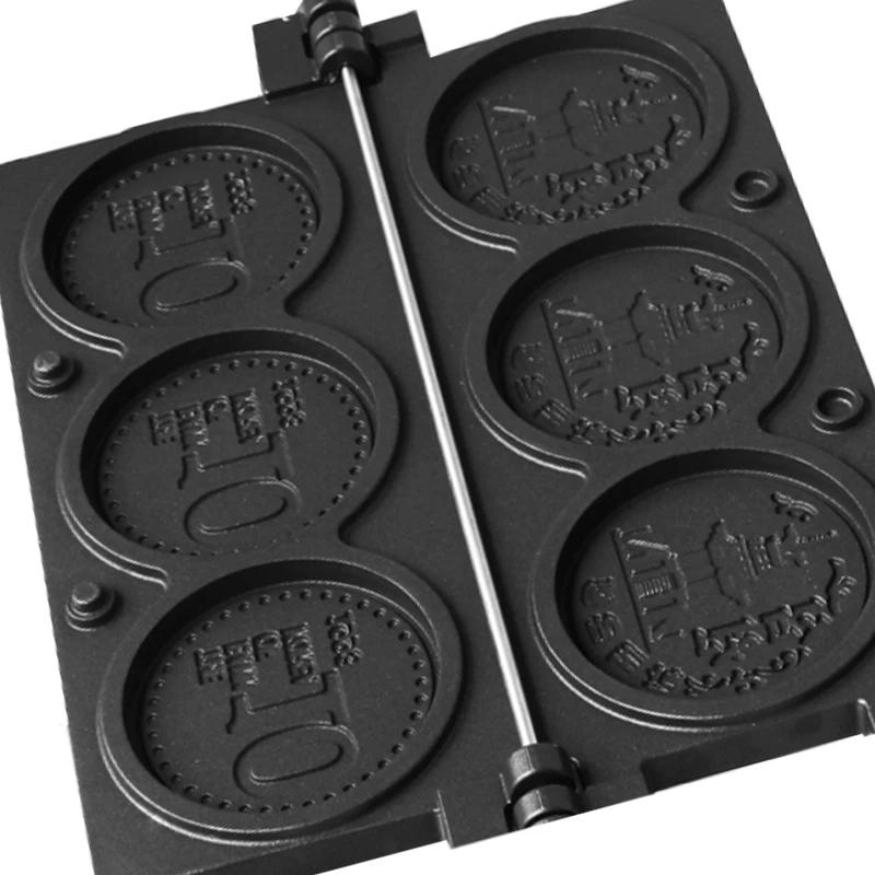 Description Picture 4 of itemCommerical 4pcs Gold Coin Waffle Machine round shape waffle maker mold
