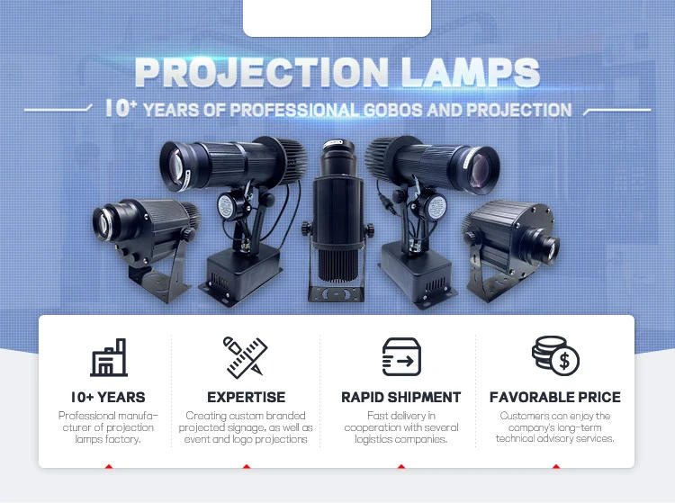 Description Picture 2 of item150W Outdoor Led LogoProjector Rotation Static Gobo Image Long Distance Projected HD Advertising Lights For business