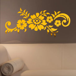 50x21.5cm Wall sticker Waterproof Arcylic Art Decal Decor Flower Mirror Mural Removable Fashionable Decoration