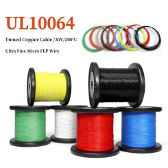 10M/50M/100M 10064 FEP Ultra Fine Micro Wire PTFE Plastic Wires UL10064 26/28/30/32/34/36/40AWG Solder Tinned Copper Cable
