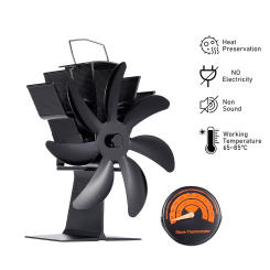7 Blades Heat Powered Stove Fan Black Fireplace Fan Log Wood Burner Eco-fan Quiet Heater Home Efficient Heat Distribution