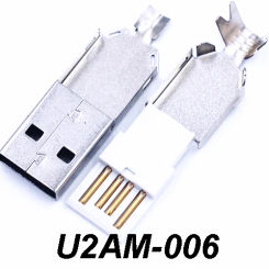 5Sets USB 2.0 Male Jack Wire Interface THREE PIECES DIY  3 in 1 AM Type USB 2.0 Connector Soldering Iron Shell USB 2.0 Jack
