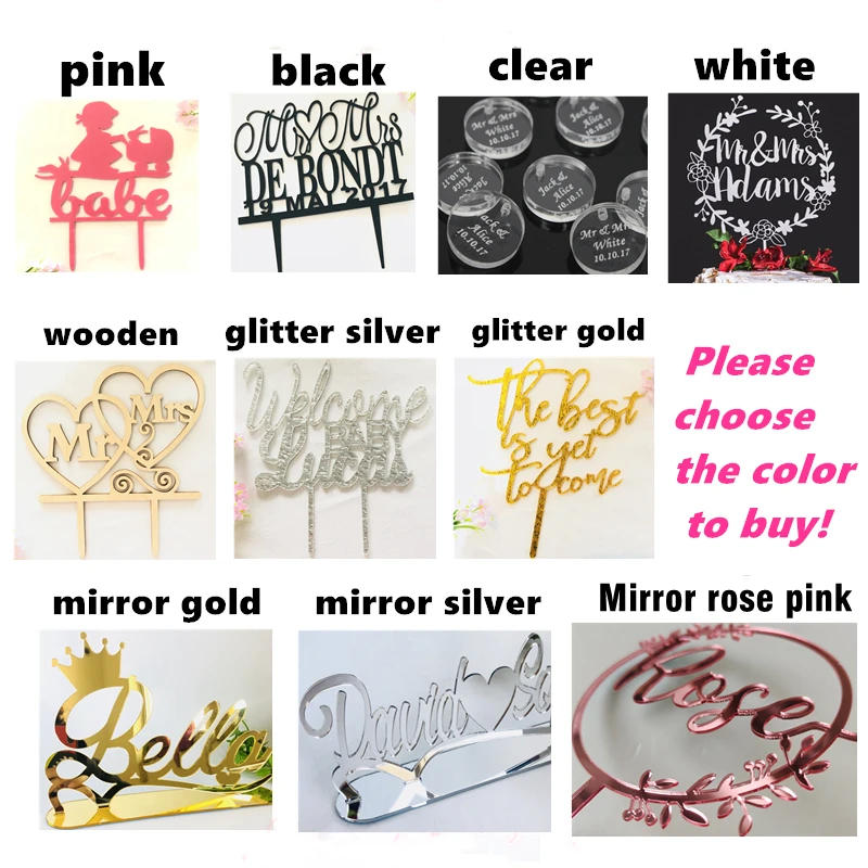 Description Picture 3 of itemPersonalized Wedding acrylic cake topper with initials, Custom Couple Names Birthday Anniversary Engagement Party Decor