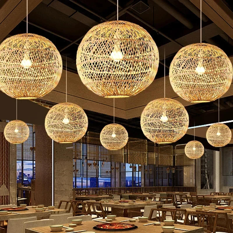 Description Picture 3 of itemRattan Pendant Bedroom Living Room Kitchen Lamp Hand Weaving Bamboo Art Lamp Lighting Pendant Lamp Lamps for Bedroom