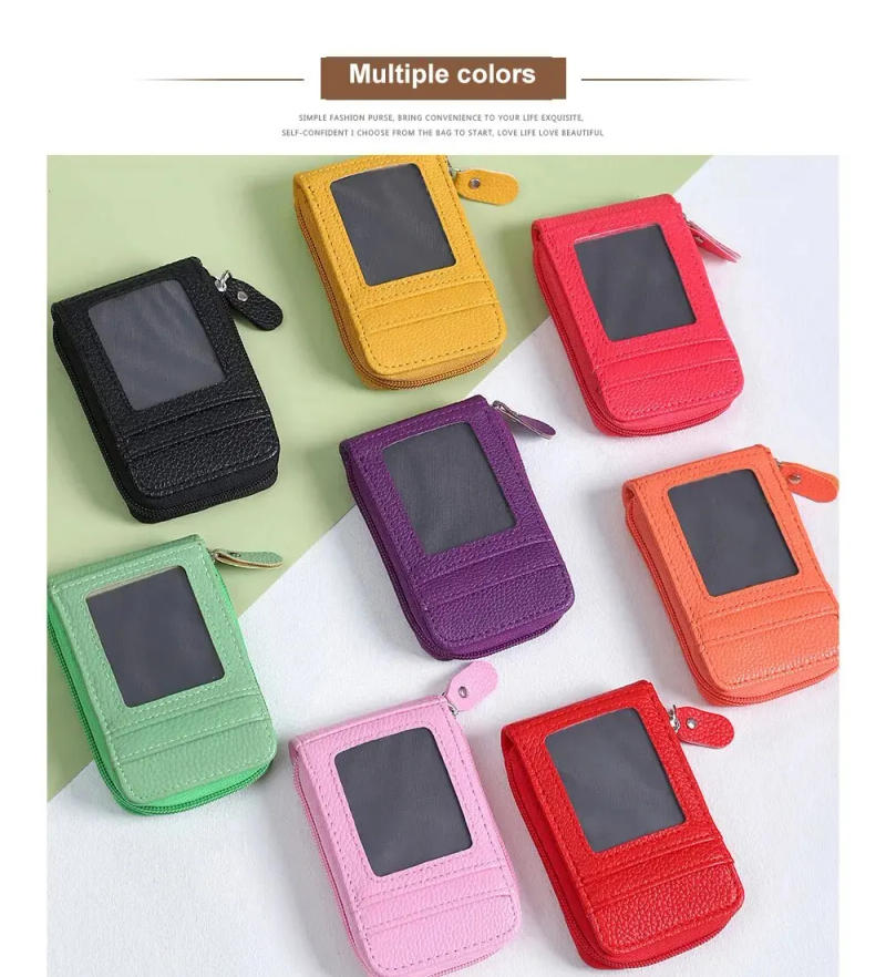 Description Picture 4 of item1pc Organ Card Bag Korean Edition Portable Women's Short Bank Card Cover Business Card Clip Zipper Vertical Handheld Bag