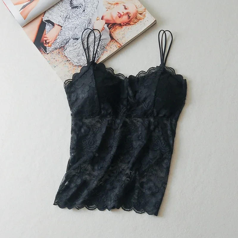 Description Picture 5 of itemFloral Cami Padded Tank Top Women's Underwear Sexy Lace Bralette Crochet Flower Vest Camisole