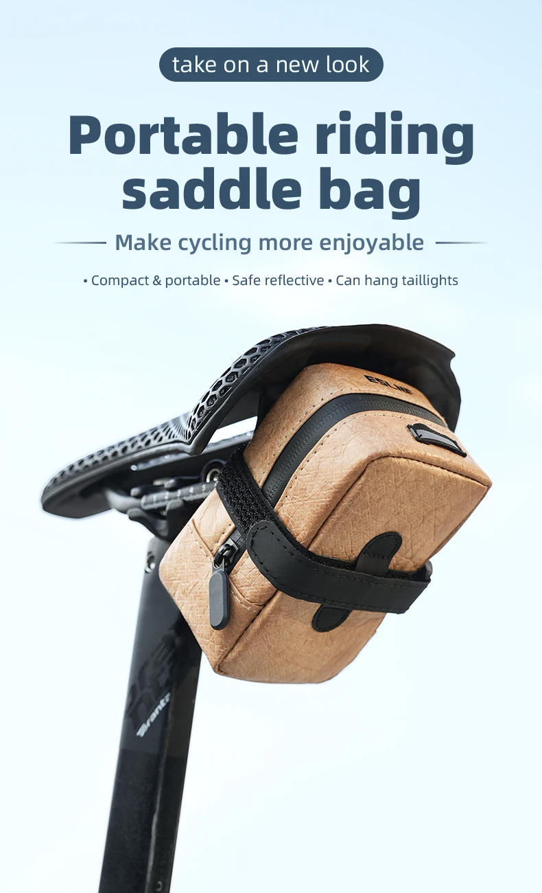 Description Picture 2 of itemBicycle Saddle Bag Rain Proof Bike Rear Seat BagTube Pannier Reflective Cycling Storage Tail Pouch Rear Dry Pack 0.5L Capacity
