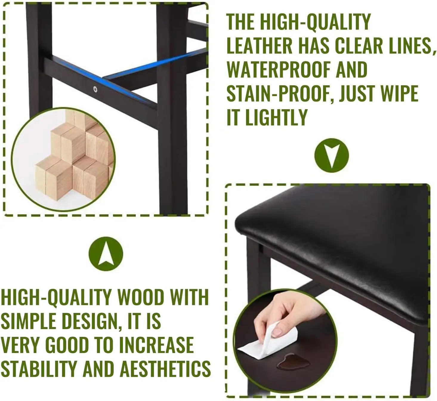 Description Picture 6 of itemKitchen Table and Chairs for 4 Dining Room Table Set,Wood Elegant Kitchen Sets for Small Space