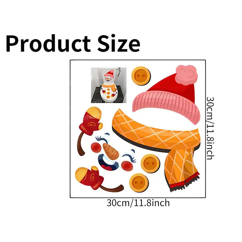 Description Picture 2 of itemChristmas Christmas Snowman Toilet Lid Decal Waterproof WC Removable Self-Adhesive Decor Household Stickers M999