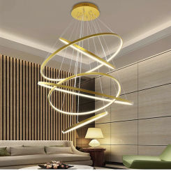 Modern Classical Ring Led Nordic Chandelier Multi-circle Ring White Black Silver Gold Frame Living Room Foyer Chandelier