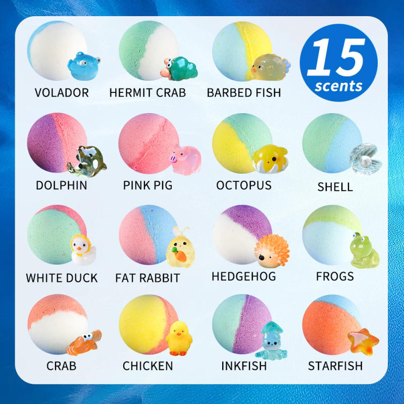 Description Picture 3 of itemBath Bombs for Kids with Surprise Inside, 15 Pack Kids Bath Bombs Gift Set, Natural Organic Kids Bubble Bath Fizzy with Bath Toy