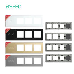 BSEED Only Glass Panel 299mm Crystal Glass Frame With Metal Frame For Wall Switches plus Socket Function Parts Triple Frames