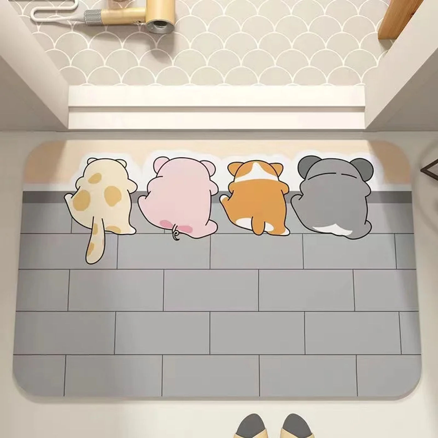 Description Picture 4 of itemCartoon Bathroom Soft Diatomaceous Mud Floor Mat, Bathroom Absorbent Foot Mat, Toilet Sink, Bedroom Mat, Carpet