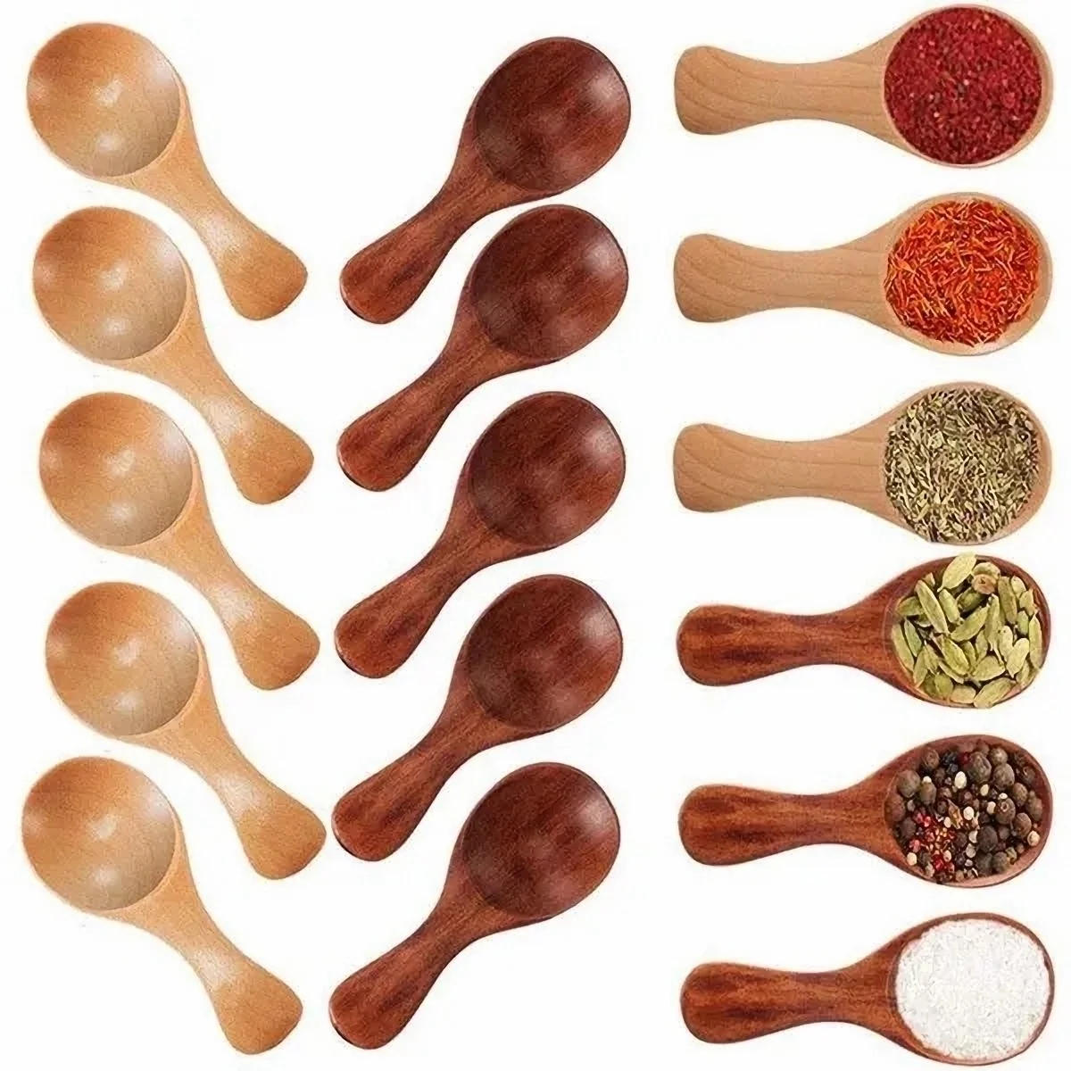 Description Picture 4 of item1-10PCS Mini Natural Wooden Spoons Scoop Tea Honey Coffee Condiment Salt Sugar Spoon Cooking Tools Household Kitchen Gadgets
